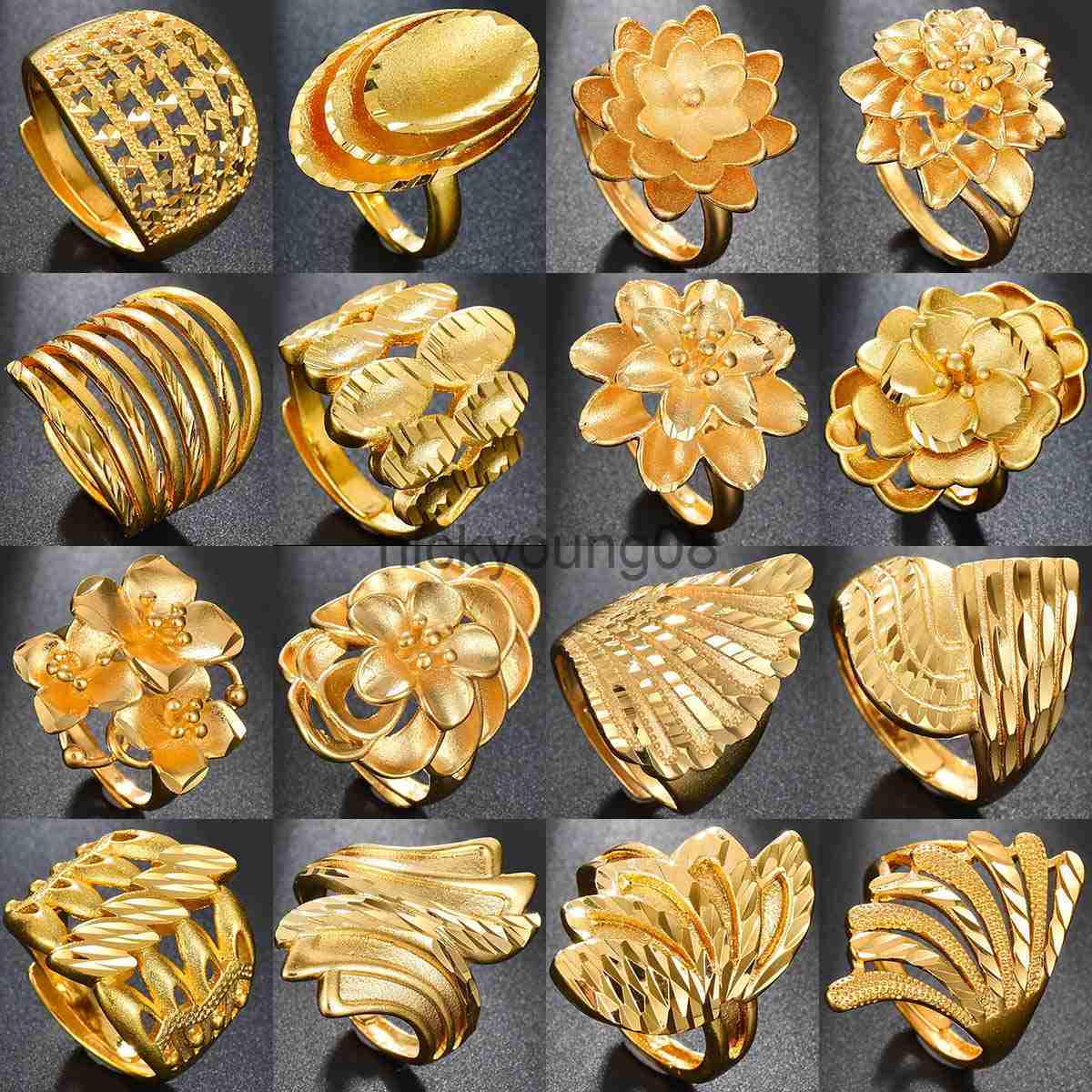 Band Rings 30 Styles NEW Fashion Luxury Charm Ring Gold Color Flowers Wedding Finger Rings for Women Party Jewelry x0625
Band Rings 30 Styles NEW Fashion Luxury Charm Ring Gold Color Flowers Wedding Finger Rings for Women Party Jewelry x0625