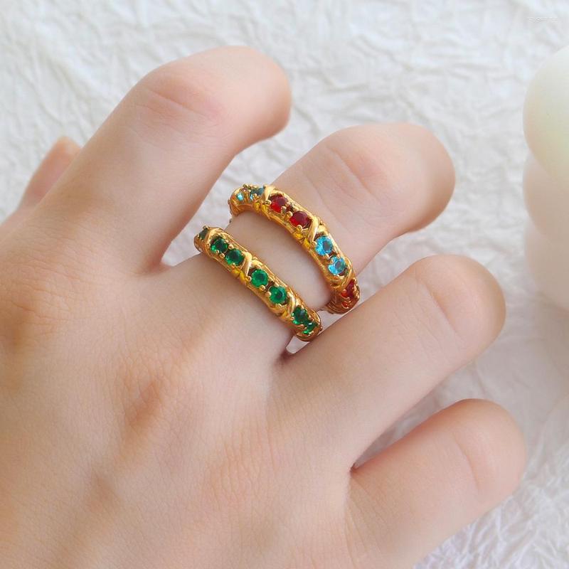 Wedding Rings Boho Colored Zircon Stainless Steel Ring 18K Gold Plated For Index Finger Engagement
Wedding Rings Boho Colored Zircon Stainless Steel Ring 18K Gold Plated For Index Finger Engagement