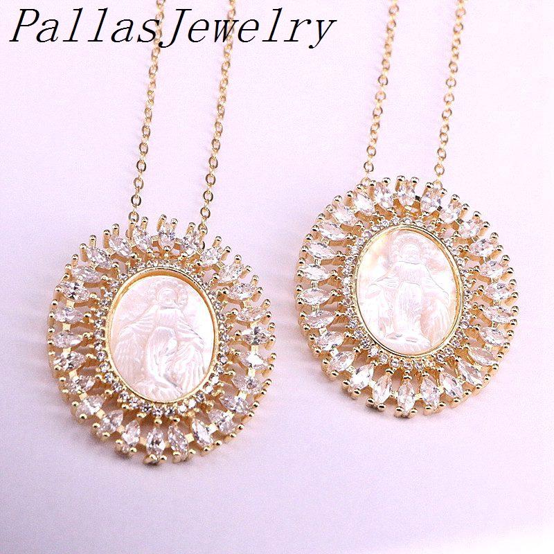 Necklaces 5Pcs Micro Pave Clear CZ Oval Shaped Shell Necklace Virgin Mary Pendant Necklace Religious JEWELRY Gift
Necklaces 5Pcs Micro Pave Clear CZ Oval Shaped Shell Necklace Virgin Mary Pendant Necklace Religious JEWELRY Gift