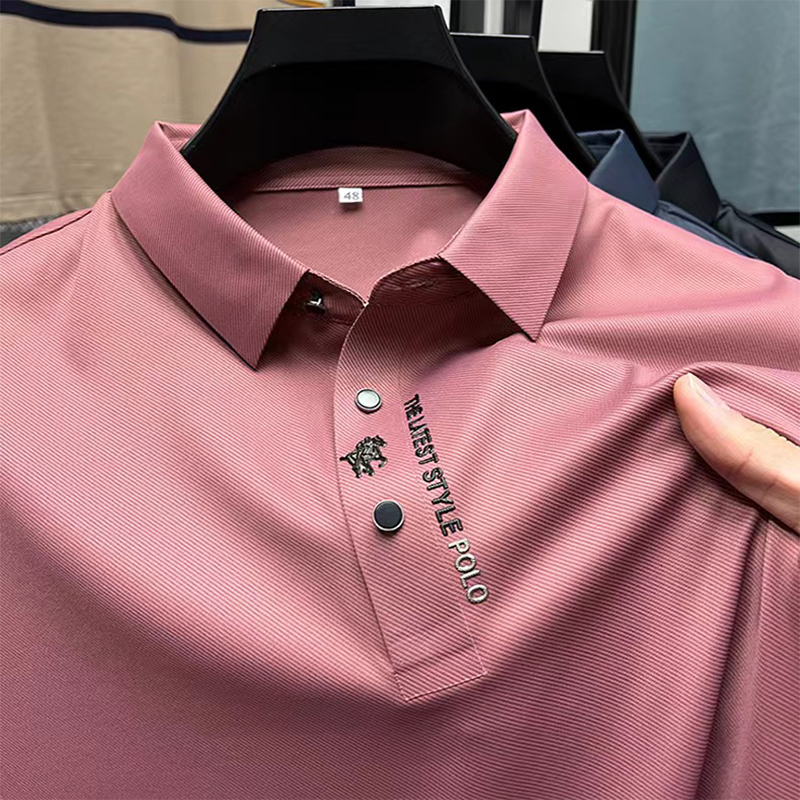 Men's Polos High-End Business Solid Color High Quality Short Sleeve Polo Shirt Lapel Collar Summer Men Fashion Casual No Trace Printing 230621