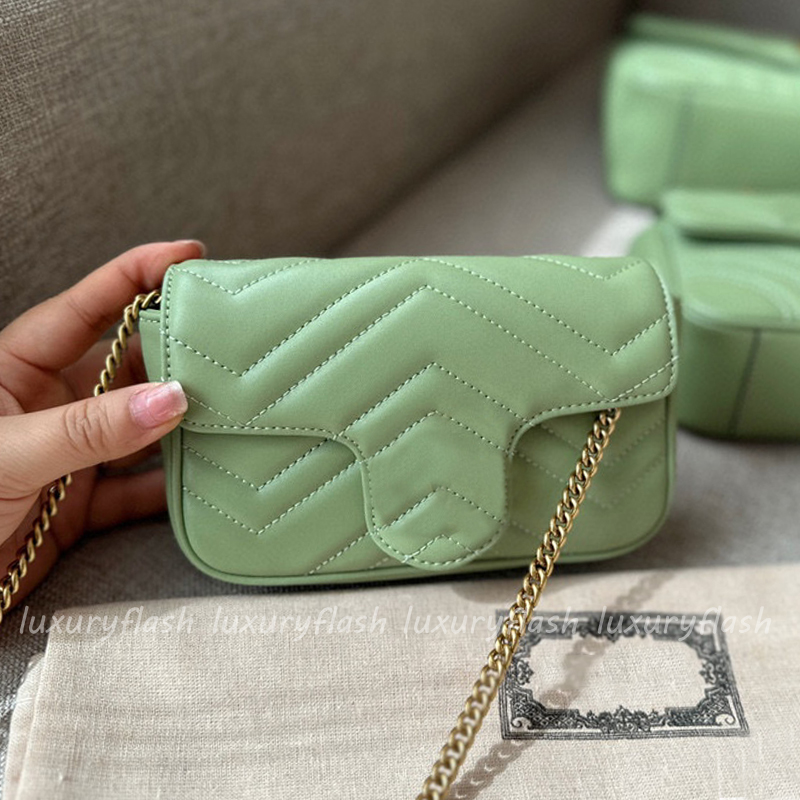 Designer Womens Shoulder Bag Chain Crossbody Bags Mini High Quality Fashion Summer Green Classic Genuine Leather Quilted Flap Bag 3 Size