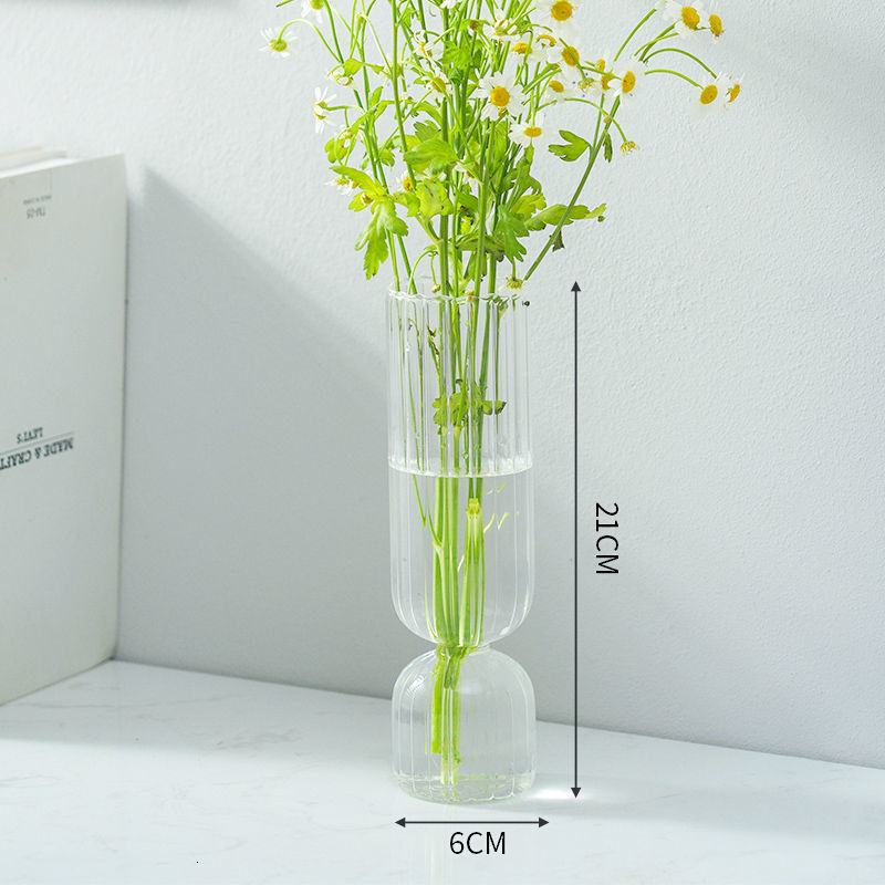 Vases Home Decor Glass Living Pots Decorative Container Plant Hydroponic Desktop Color Transparent Vase 230625