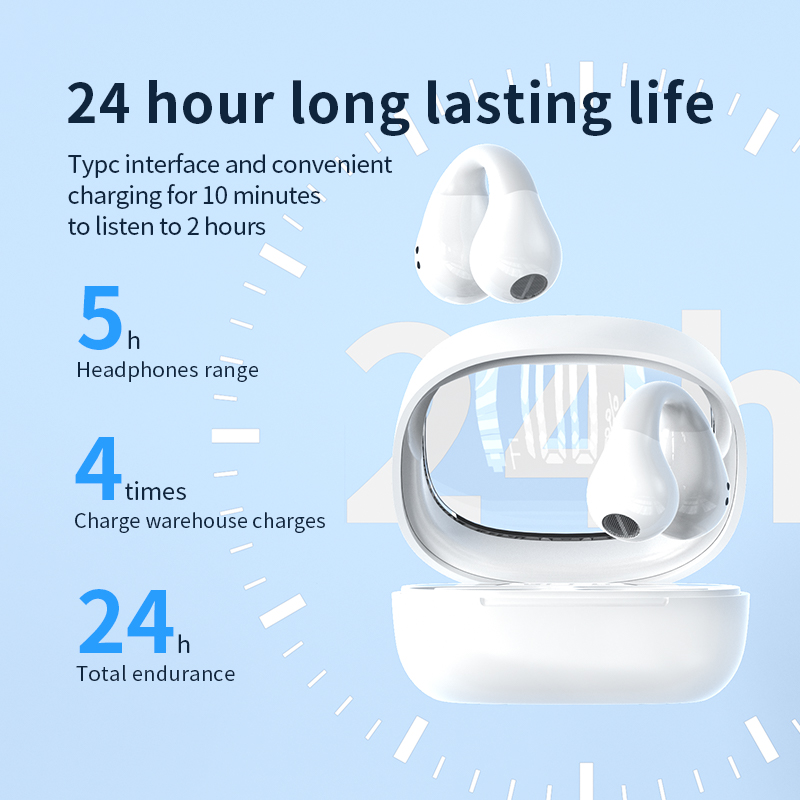 NEW Bone Conduction Earphone JR01 Bluetooth 5.3 Ear Clip on Ear Earring Wireless Headphone Sport Microphone Headsets Ear Hook For phone