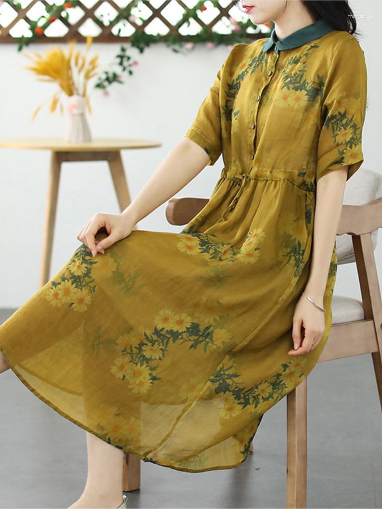 Party Dresses Spring Summer Ramie Dress Women Retro Casual Print Loose 2023 Turn-down Collar Button Short Sleeve Drawstring, Figure 1
Party Dresses Spring Summer Ramie Dress Women Retro Casual Print Loose 2023 Turn-down Collar Button Short Sleeve Drawstring, Figure 1