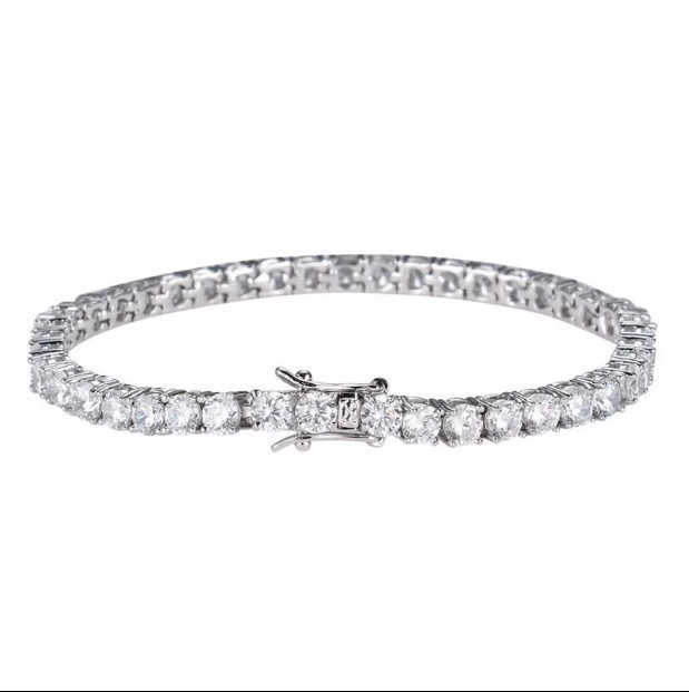 4mm Mosang Diamond Tennis Bracelet High Quality Hip Hop Jewelry 925 Sterling Silver Mosang Diamond Link Bracelets