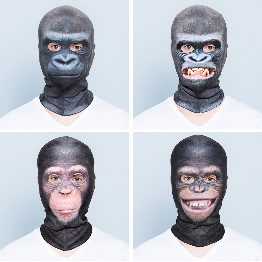 Cycling Caps Masks 3D Animal Orangutan Chimpanzee Ferocious Funny Balaclava Beanies Thermal Wool Fleece Winter Warmer Full Face Mask Cover Cap 230621