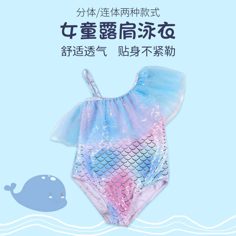 Baby Girl Bathing Suit Kids Swim Wear 2pcs Beach Swimwear Children's Swimsuit Mermaid Fish Scale Print Summer Infant Bikini L230625