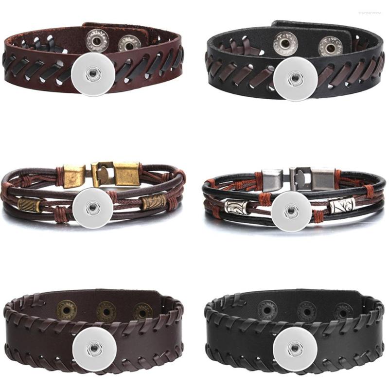 Charm Bracelets Snap Bracelet Men/Women Adjustable Black Brown Wrap Bangles Fit 18MM Button Leather Jewelry
Charm Bracelets Snap Bracelet Men/Women Adjustable Black Brown Wrap Bangles Fit 18MM Button Leather Jewelry