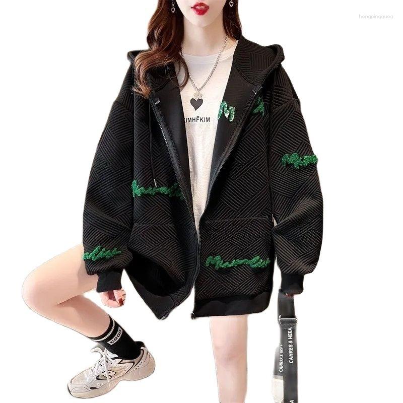 Women's Hoodies Fashion Letter Embroidered Tops Female Hooded Sweatshirt 2023 Spring And Autumn Loose Casual Cardigan Coat Women Tide G2563, Black
Women's Hoodies Fashion Letter Embroidered Tops Female Hooded Sweatshirt 2023 Spring And Autumn Loose Casual Cardigan Coat Women Tide G2563, Black