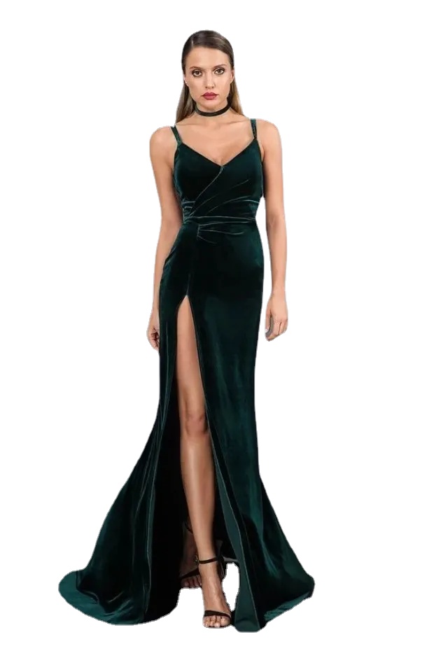 Elegant Velvet Green Prom Dresses New Sexy Split Slit Long Backless Evening Gowns Custom Made Bridesmaid Dress, Dark green
Elegant Velvet Green Prom Dresses New Sexy Split Slit Long Backless Evening Gowns Custom Made Bridesmaid Dress, Dark green