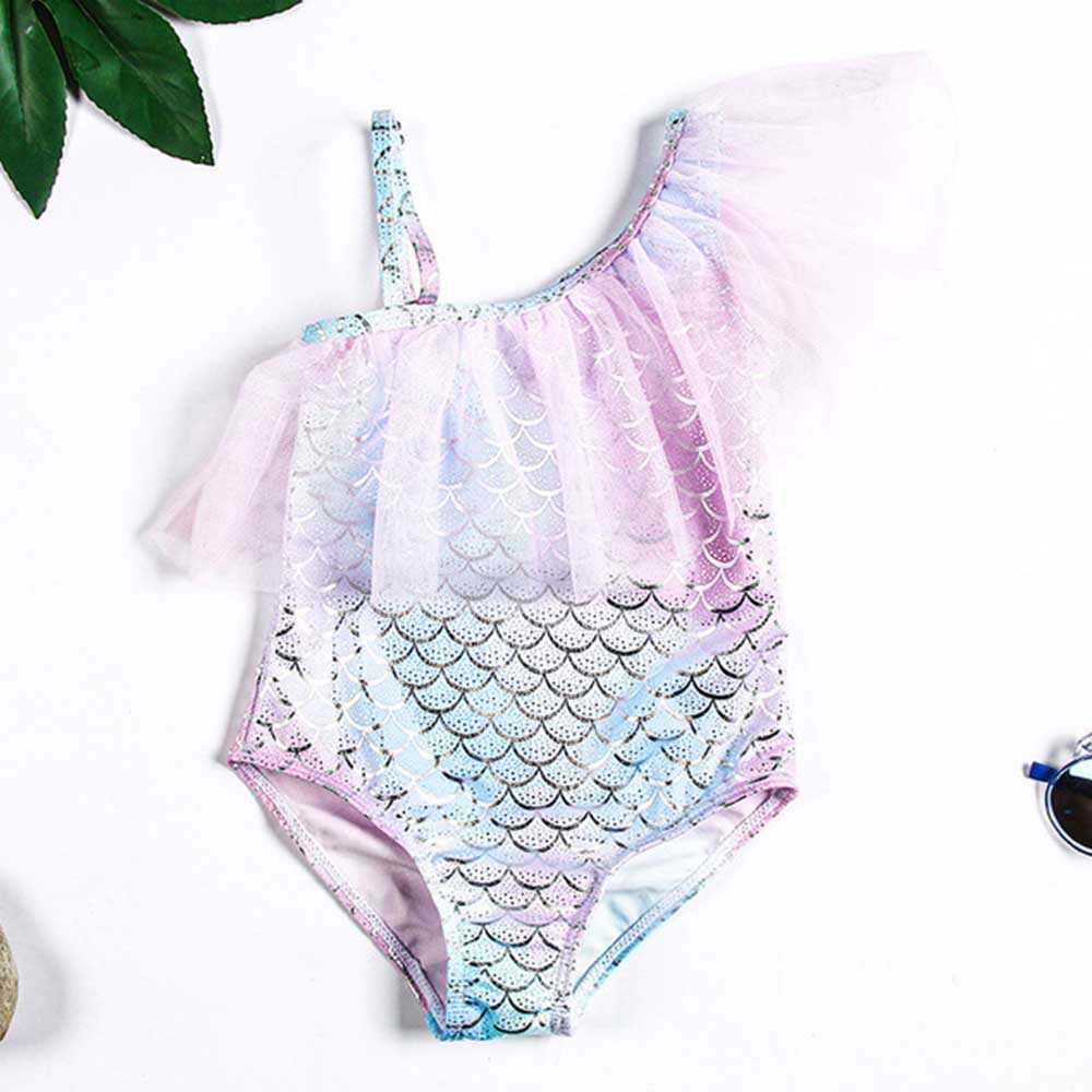 Baby Girl Bathing Suit Kids Swim Wear 2pcs Beach Swimwear Children's Swimsuit Mermaid Fish Scale Print Summer Infant Bikini L230625