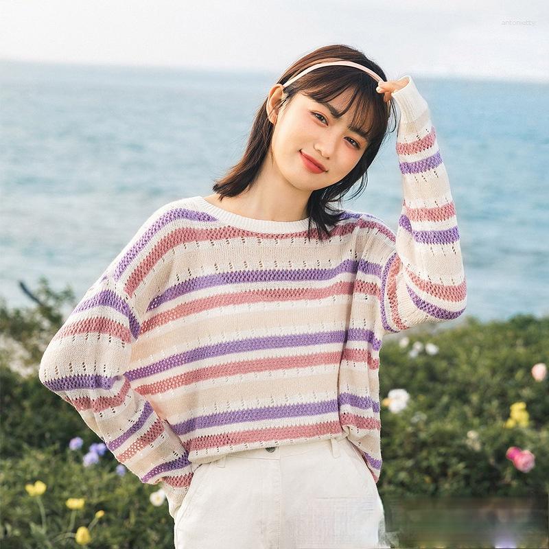 Women's Sweaters Woman Rainbow Stripes Hollow Knit Oversized Jumper Fall Purple Fashion Sweet Long-Sleeved Pullover Harajuku Sweater, Green white strips
Women's Sweaters Woman Rainbow Stripes Hollow Knit Oversized Jumper Fall Purple Fashion Sweet Long-Sleeved Pullover Harajuku Sweater, Green white strips