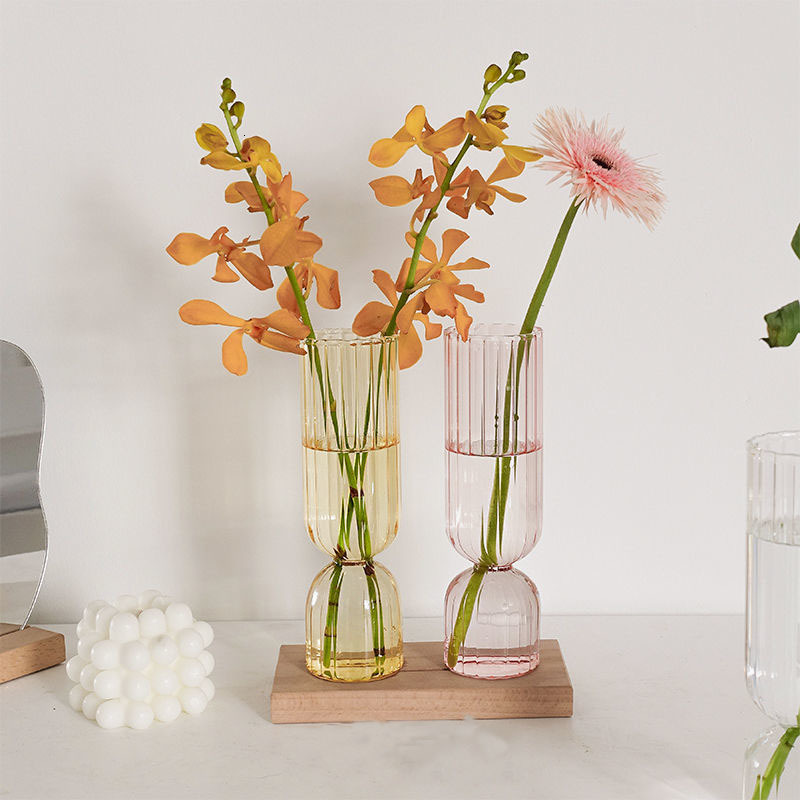 Vases Home Decor Glass Living Pots Decorative Container Plant Hydroponic Desktop Color Transparent Vase 230625