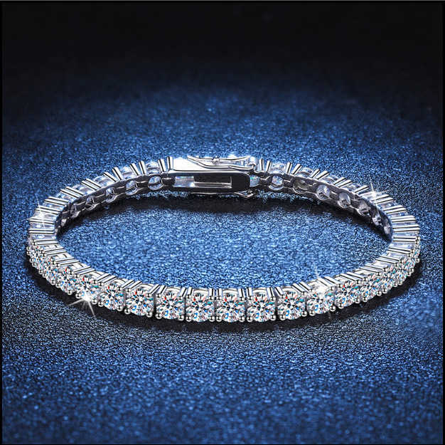 4mm Mosang Diamond Tennis Bracelet High Quality Hip Hop Jewelry 925 Sterling Silver Mosang Diamond Link Bracelets