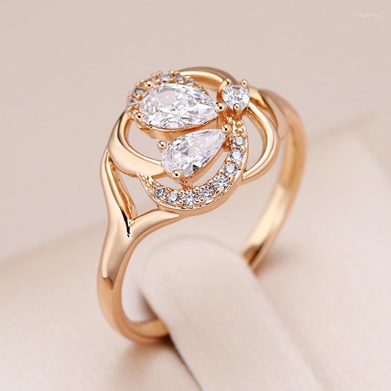 Cluster Rings Kinel Crystal Flower Women's Ring Shiny White Natural Zircon 585 Rose Gold Color Bride Party Daily Jewelry Girl Gift
Cluster Rings Kinel Crystal Flower Women's Ring Shiny White Natural Zircon 585 Rose Gold Color Bride Party Daily Jewelry Girl Gift