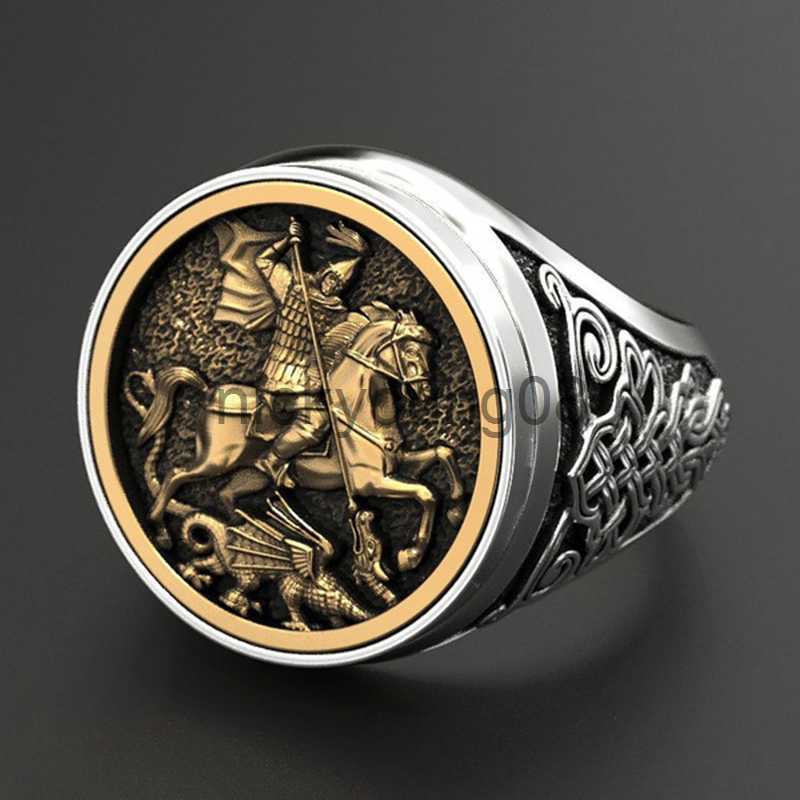 Band Rings Punk Cool Men's Finger Ring Dual Gold Color Metal Rome Soldier Horse Dragon Rings Fashion Jewelry bague homme x0625
Band Rings Punk Cool Men's Finger Ring Dual Gold Color Metal Rome Soldier Horse Dragon Rings Fashion Jewelry bague homme x0625