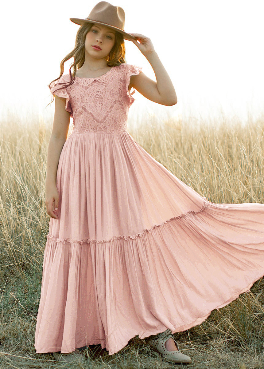 Girl's Dresses 3-14 years Girls Lace Bohemia Long Dresses Baby Kids Flower Wedding Princess Party Dress Vestidos Costume Children Clothing 230625