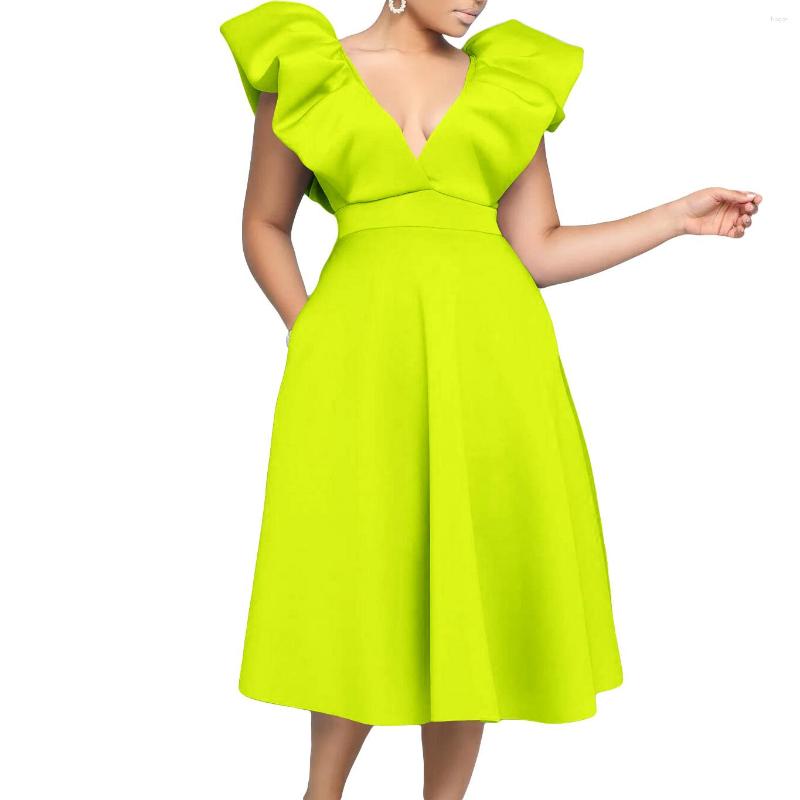 Ethnic Clothing African Party Dresses For Women Summer Elegant V-neck Short Sleeve Polyester Solid Color Knee-length Dress
Ethnic Clothing African Party Dresses For Women Summer Elegant V-neck Short Sleeve Polyester Solid Color Knee-length Dress