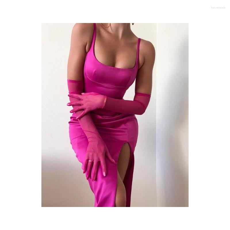 Casual Dresses 2023 Summer Bodycon Satin Red Birthday Party Sexy Spaghetti Strap Midi Dress Elegant With Slit For Women, Gloves and dress
Casual Dresses 2023 Summer Bodycon Satin Red Birthday Party Sexy Spaghetti Strap Midi Dress Elegant With Slit For Women, Gloves and dress