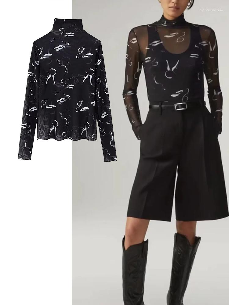 Women's Blouses 2023 Woman Blouse Tops Fashion Tulle Printed Top Vintage Turtleneck Long Sleeve Female Chic, Picture shown
Women's Blouses 2023 Woman Blouse Tops Fashion Tulle Printed Top Vintage Turtleneck Long Sleeve Female Chic, Picture shown