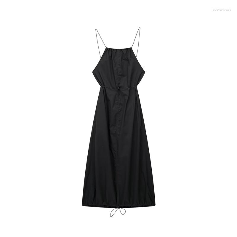 Casual Dresses Sexy Backless Halter Neck Black Suspender Dress Summer Loose Long Skirt
Casual Dresses Sexy Backless Halter Neck Black Suspender Dress Summer Loose Long Skirt