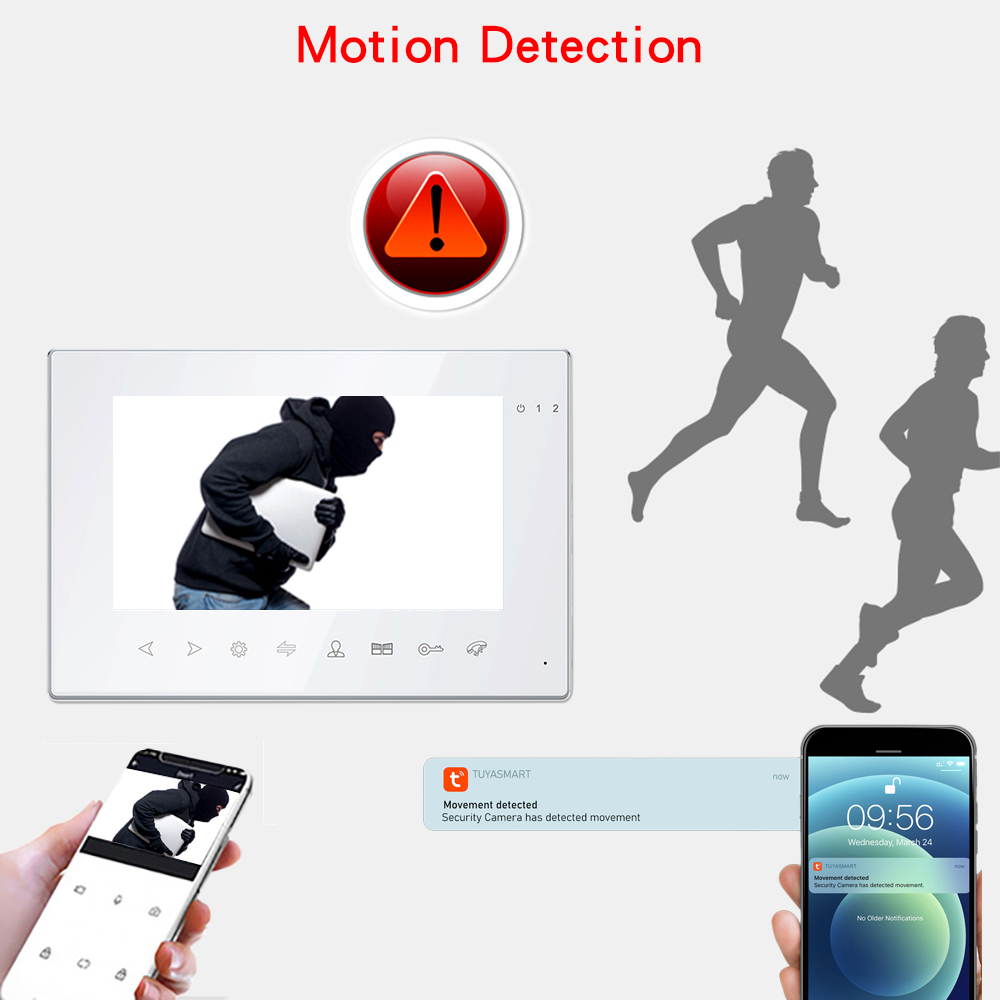 Anjielo Smart 7 Inch Wifi Video Intercom Video Interphone Tuya Smart 1080P Wired Video Doorbell Camera For Apartment Home Villa