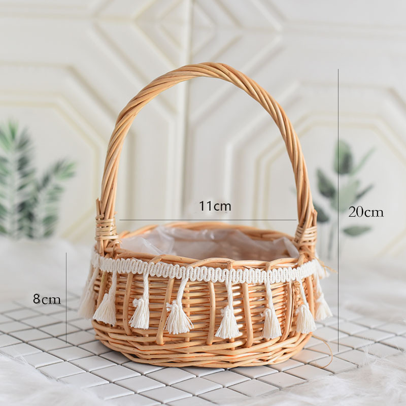 Handmade Wood Bag Woven Storage Baskets for Flower Fruit Vegetable Home Organizer Wedding Decor