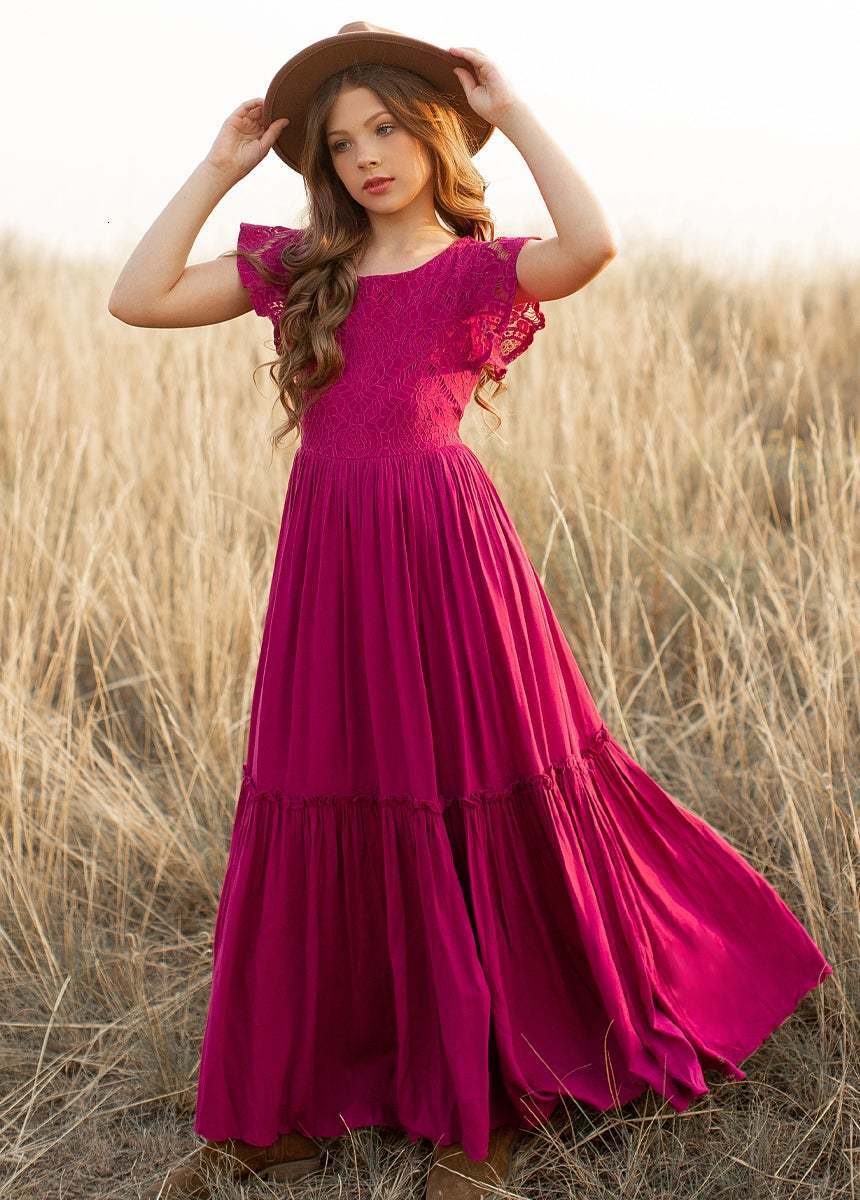 Girl's Dresses 3-14 years Girls Lace Bohemia Long Dresses Baby Kids Flower Wedding Princess Party Dress Vestidos Costume Children Clothing 230625