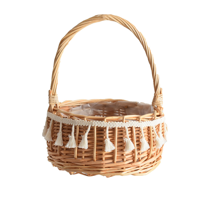Handmade Wood Bag Woven Storage Baskets for Flower Fruit Vegetable Home Organizer Wedding Decor