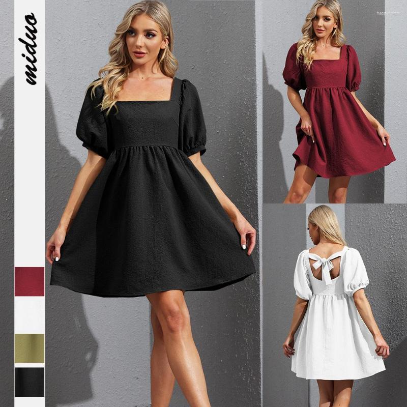 Party Dresses Summer Women' Square Neck Lantern Short Sleeve Lace-up Backless Dress Fashion Elegant Solid Color Style, Gqsu010
Party Dresses Summer Women' Square Neck Lantern Short Sleeve Lace-up Backless Dress Fashion Elegant Solid Color Style, Gqsu010