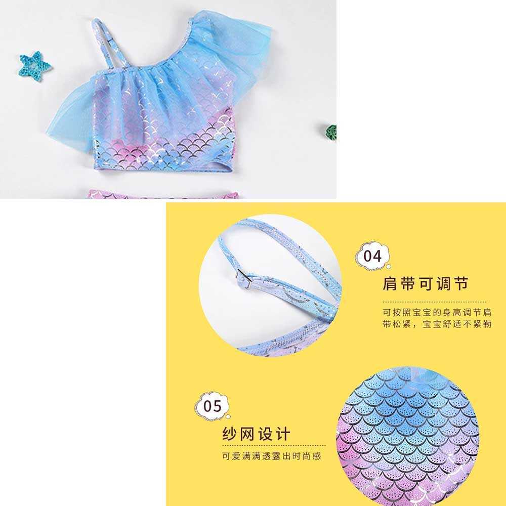 Baby Girl Bathing Suit Kids Swim Wear 2pcs Beach Swimwear Children's Swimsuit Mermaid Fish Scale Print Summer Infant Bikini L230625