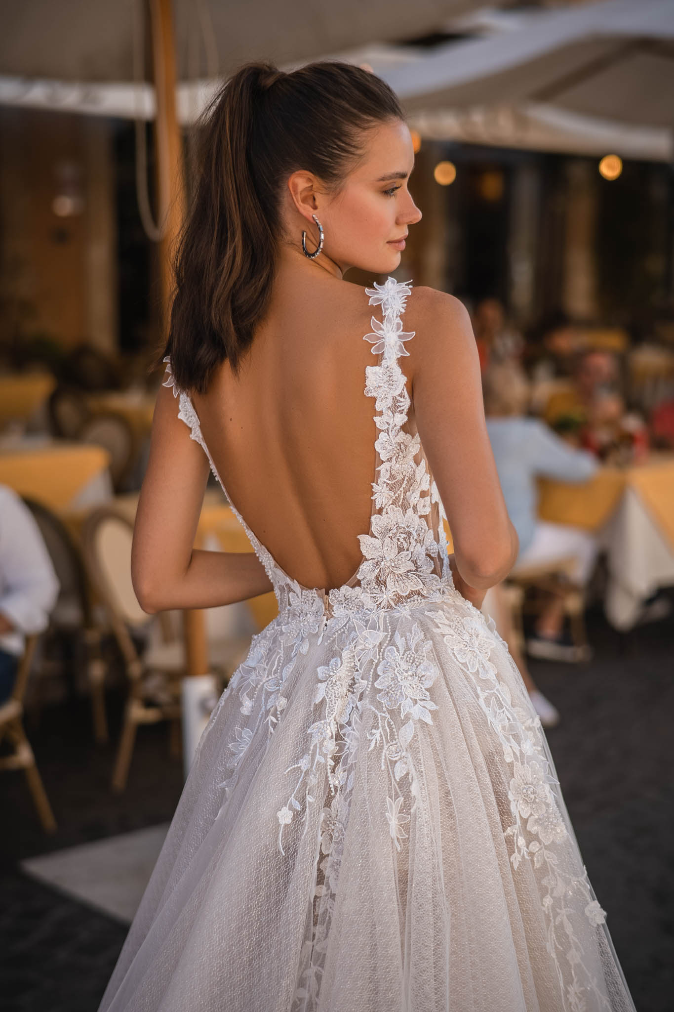 Berta A e Dresses for Bride Illusion Plunging V Neck Wedding Dress Vestidos De Novia Thigh Slit Designer Bridal Gowns