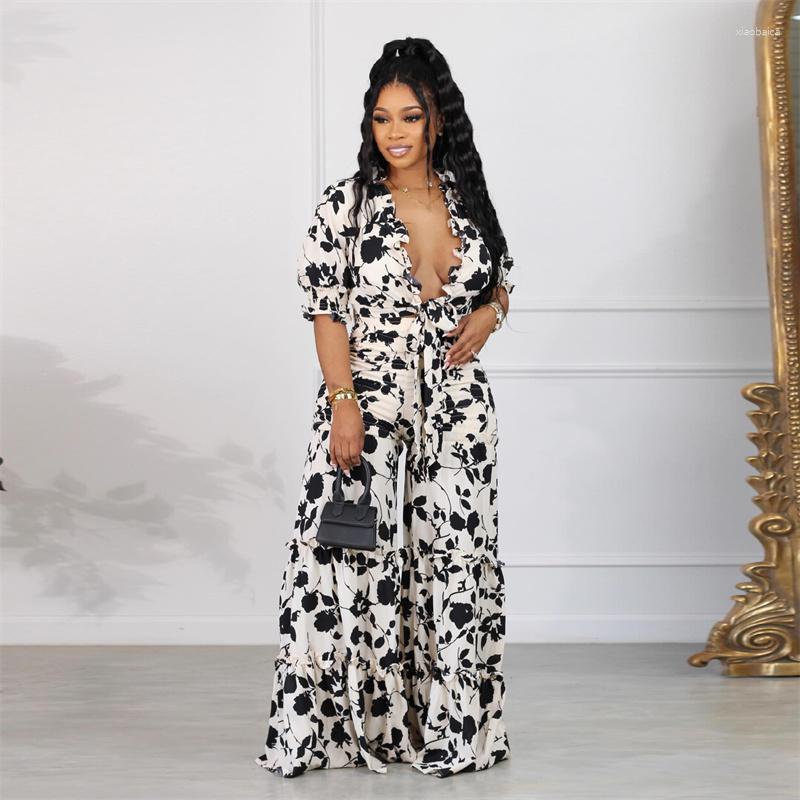 Women's Two Piece Pants Floral Print Pant Sets Womens 2 Outfits Summer Boho Lace-Up Shirt Blouse Top And Wide Leg Elegant Matching, Black
Women's Two Piece Pants Floral Print Pant Sets Womens 2 Outfits Summer Boho Lace-Up Shirt Blouse Top And Wide Leg Elegant Matching, Black