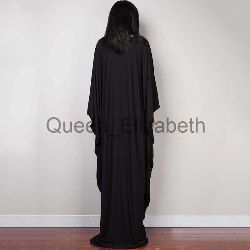 Casual Dresses Greek Goddess Pure White Long Dress Stuning Solid Color Black Kaftan High Waist Batwing Sleeve Maxi Dresses For Elegant Women J230625