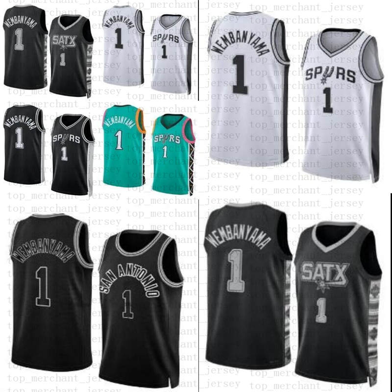 Basketball jerseys Victor Wembanyama San Draft Pick NO.1 Antonio Jersey Spur 2023 white Black green