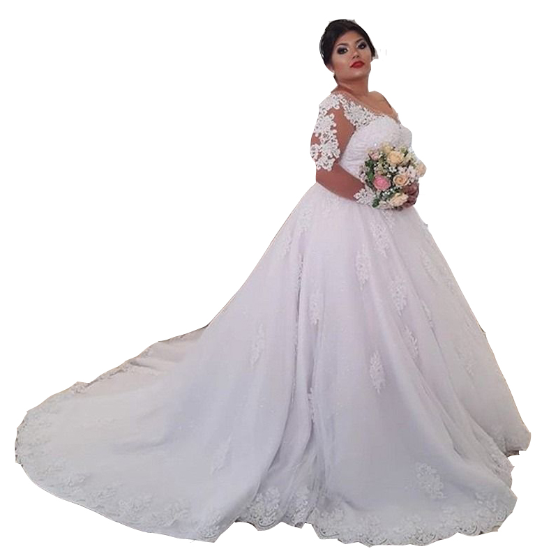 Simple A Line Dresses Scoop Neck Long Sleeves Illusion Lace Appliques Country Beach Wedding Dress Bridal Gown Robe Mariage Vestido De Novia