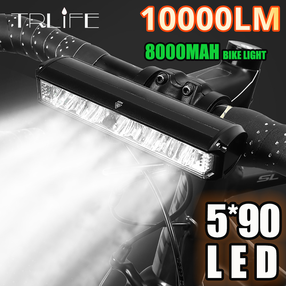 Bike Lights TRLIFE Bicycle Light Front 10000LM Waterproof 8000mah 5P90 Flashlight USB Charging MTB Road Cycling Lamp Accessories 230625