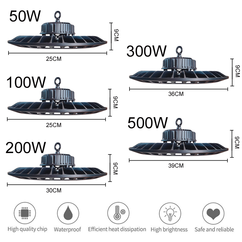 500W UFO LED High Bay Light lamp Factory Warehouse Industrial Lighting 60000 Lumen 6000-6500K IP65 Warehouse LED Lights for Garage Factory Workshop Gy