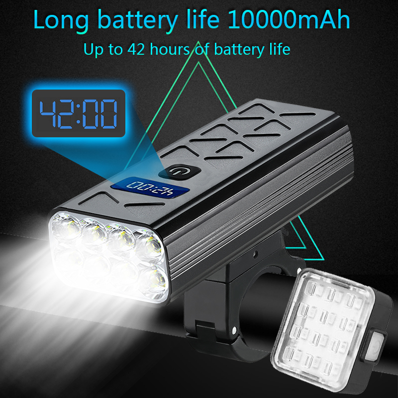 Bike Lights 10000mAh Bicycle Lighting USB LED Rechargeable Set Mountain Cycle Front Back Highlight 5000LM Headlight Lamp Flashlight 230625