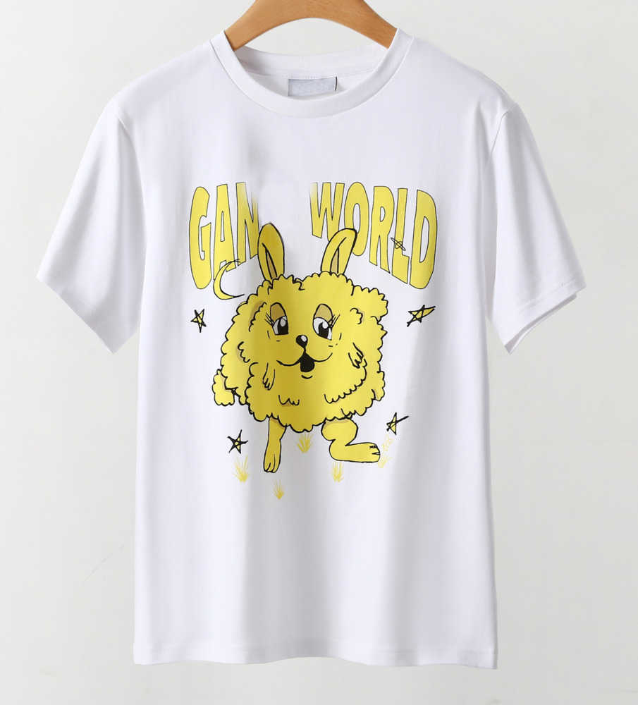 2023ss Summer New Designer T shirt GANni Cotton Rock and Roll Pattern Tees Luxury Pullover Fashion Women Tops