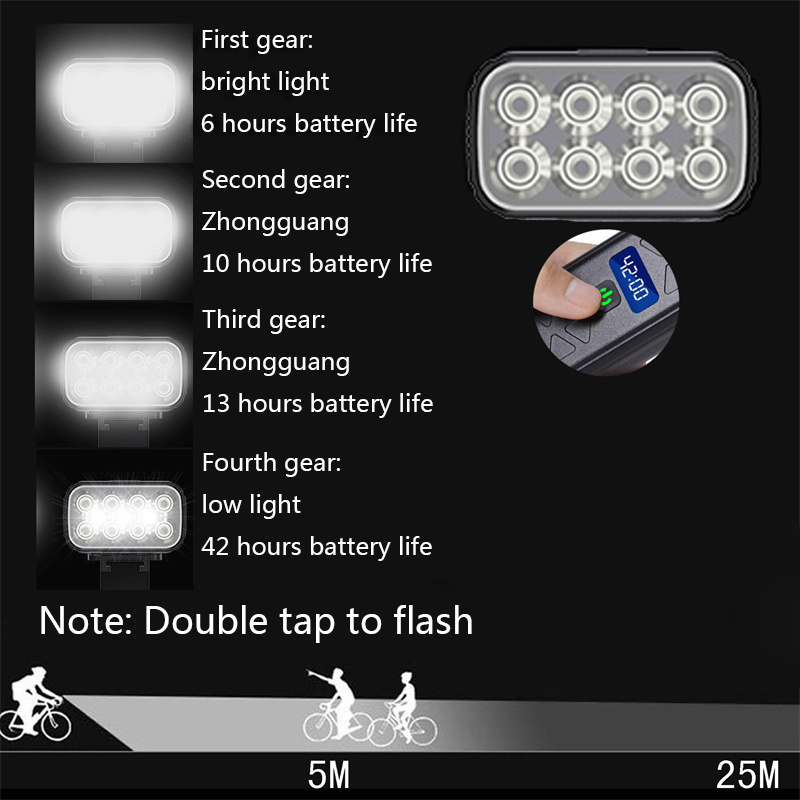 Bike Lights 10000mAh Bicycle Lighting USB LED Rechargeable Set Mountain Cycle Front Back Highlight 5000LM Headlight Lamp Flashlight 230625