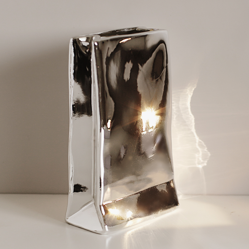 Sier plating Ceramic Vase Nordic home decoration wer shape Vases for wers Living room TV cabinet table decor rero 230625