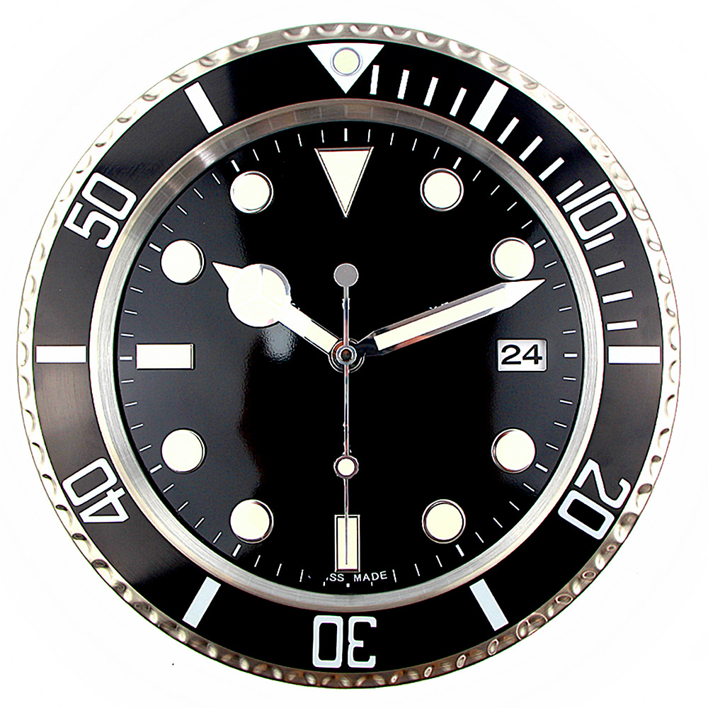 Wall Clocks Super Silent Clock Metal Modern Design Large Watch Home Stainless Steel Luminous The Date Will Work H250116OKHC