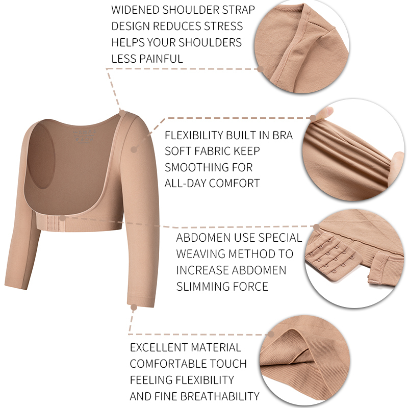 Waist Tummy Shaper Upper Arm Shapers Compression Long Sleeves Women Arm Shapewear Humpback Posture Corrector Shoulder Breast Support Push Up Tops 2306