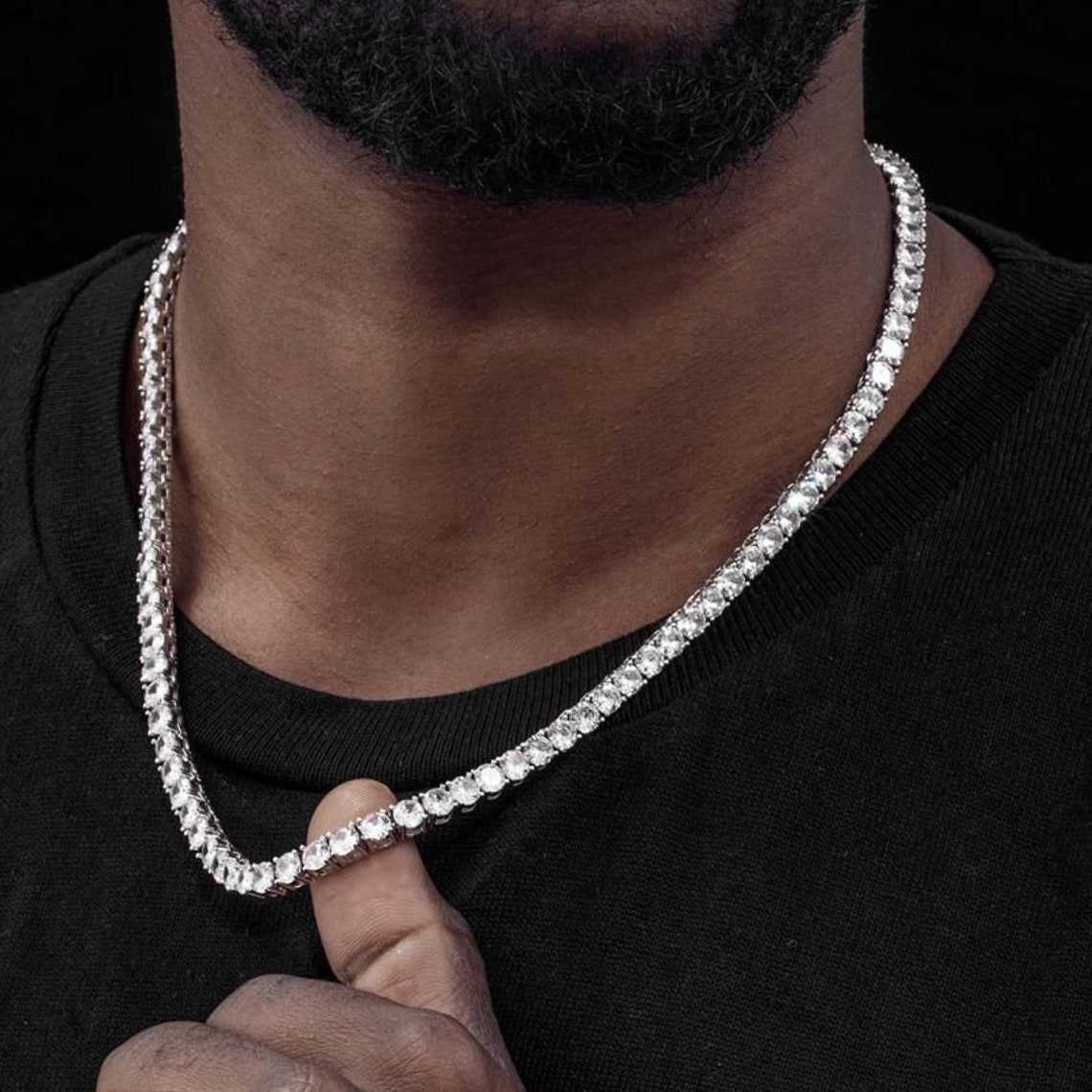 925 Sterling Silver Fine Jewelry 3mm Width Iced Out Diamond Mounted Mens Moissanite Tennis Chains Necklace
925 Sterling Silver Fine Jewelry 3mm Width Iced Out Diamond Mounted Mens Moissanite Tennis Chains Necklace