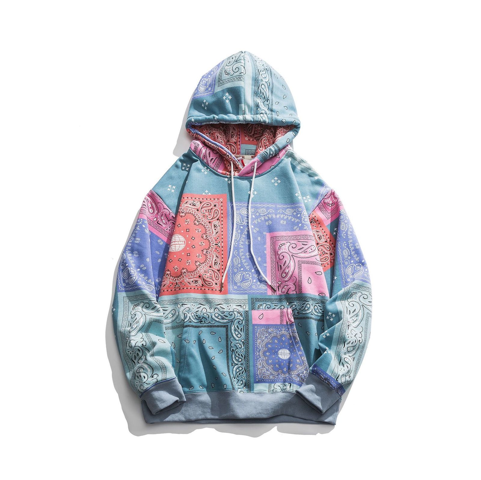 Bandana Patchwork Hoodies Sweatshirts Streetwear Autumn Mens Hip Hop Casual Hooded Pullover Hoodie Harajuku Tops WY086 201113