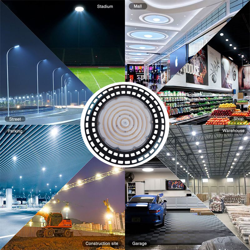 500W UFO LED High Bay Light lamp Factory Warehouse Industrial Lighting 60000 Lumen 6000-6500K IP65 Warehouse LED Lights for Garage Factory Workshop Gy