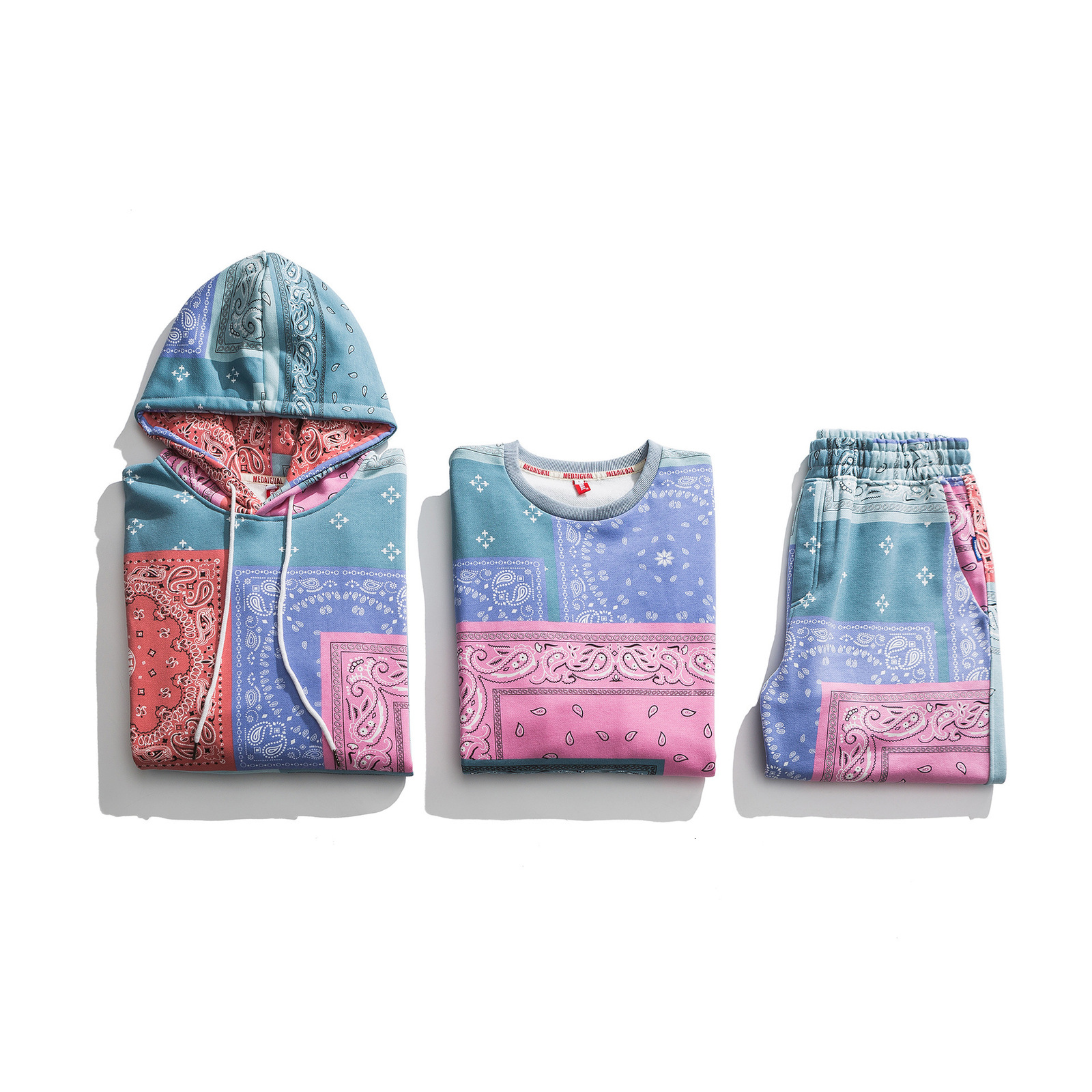 Bandana Patchwork Hoodies Sweatshirts Streetwear Autumn Mens Hip Hop Casual Hooded Pullover Hoodie Harajuku Tops WY086 201113