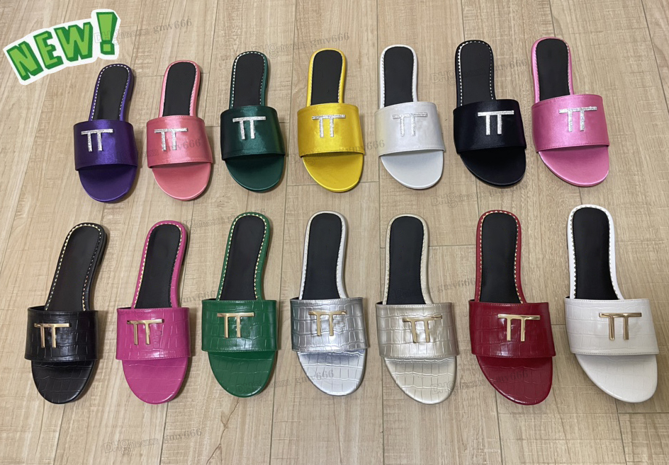 designer letter slippers slides Sandals Tom ford metal diamond shiny Stamped Crocodile Leather slide Round for TF toe Shape flat sole mule slipper sliders 35-43
designer letter slippers slides Sandals Tom ford metal diamond shiny Stamped Crocodile Leather slide Round for TF toe Shape flat sole mule slipper sliders 35-43
