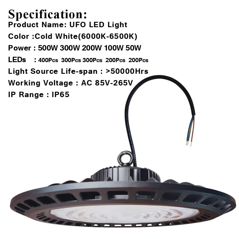 500W UFO LED High Bay Light lamp Factory Warehouse Industrial Lighting 60000 Lumen 6000-6500K IP65 Warehouse LED Lights for Garage Factory Workshop Gy